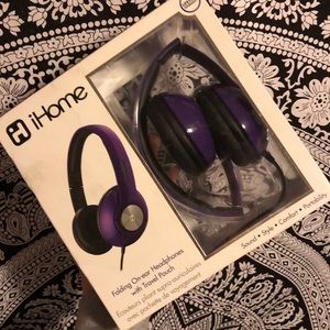 iHome purple foldable headphones